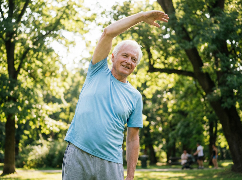 Mężczyzna aktywny w parku